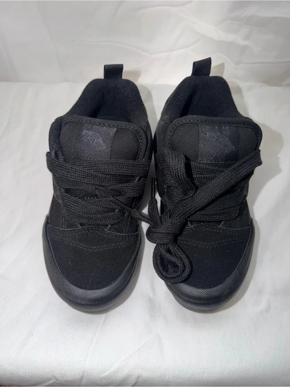 Kids All-Black Vans Lace-Up Sneakers